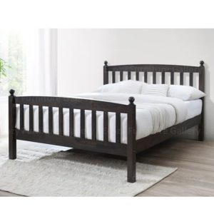 Walnut color queen size wooden bed frame