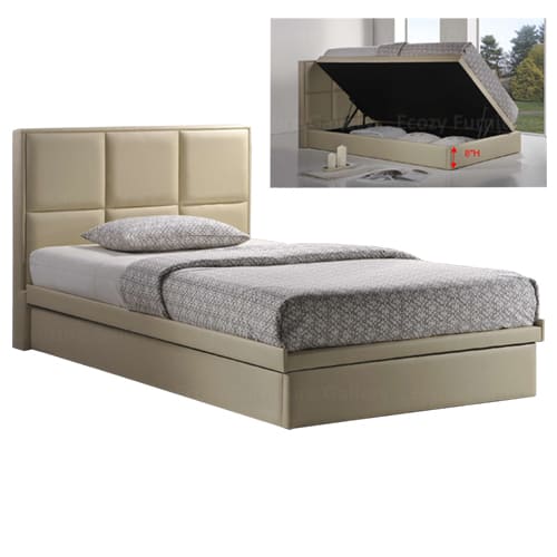 Storage Bed Singapore - Beige col Super single storage bed frame