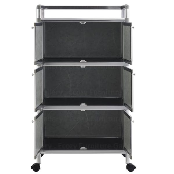 Internal Compartment of 3-tier Kitchen Trolley with castors