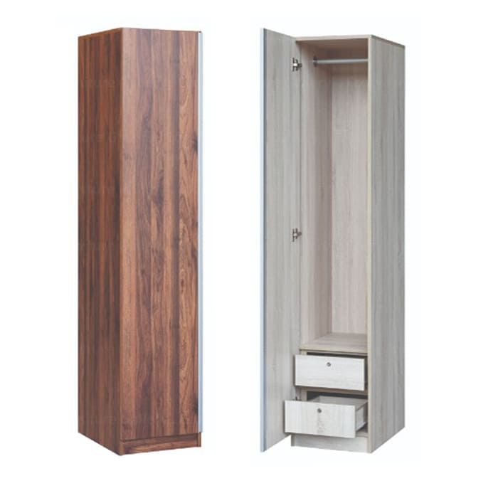 single door of wooden cabinet and the internal compartmnet with drawers