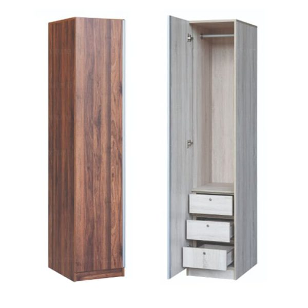 single door of wooden cabinet and the internal compartmnet with drawers