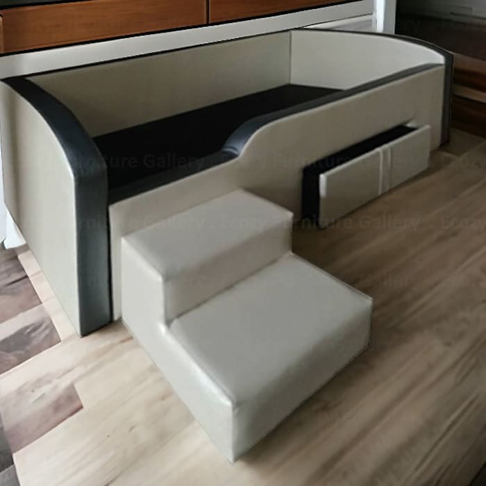 a simple design of 3 in 1 daybed with a drawer and staircase in a cozy bedroom