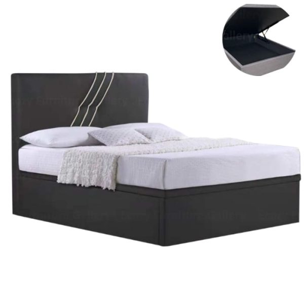 Storage Bed Singapore - Simple and elegant design of storage bed frame with the 2 piece of white pillow and bed sheet cover