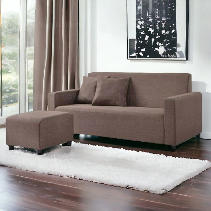 3 seater water repellent fabric sofa with ottoman and 2 piece of throw cushion