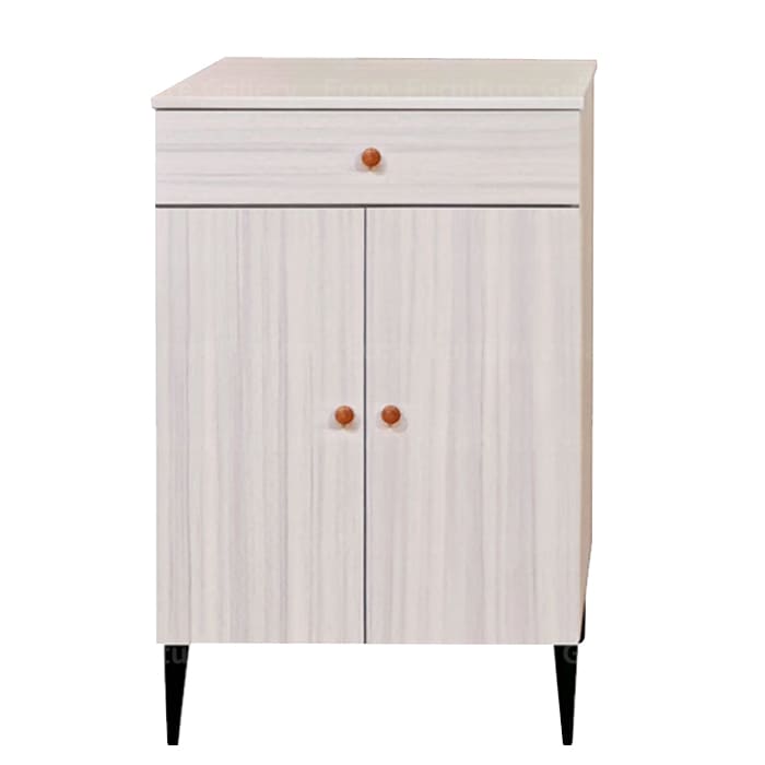 Wooden shoe cabinet features with wrought iron legs and solid wood door knob