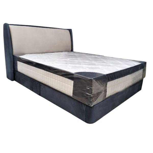 a modern divan bed frame with the plain and wingback design headboard. The bed is upholstered by water-repellent fabric, with 2 color combination