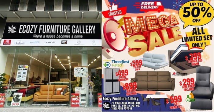 Mega furniture sale at woodlands furniture stores which up to 50% offering