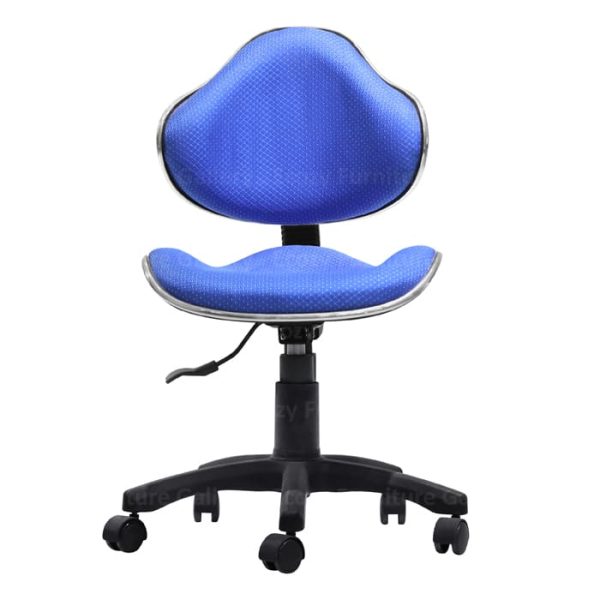 Blue color office chair with Big PU wheels for easy chair movement