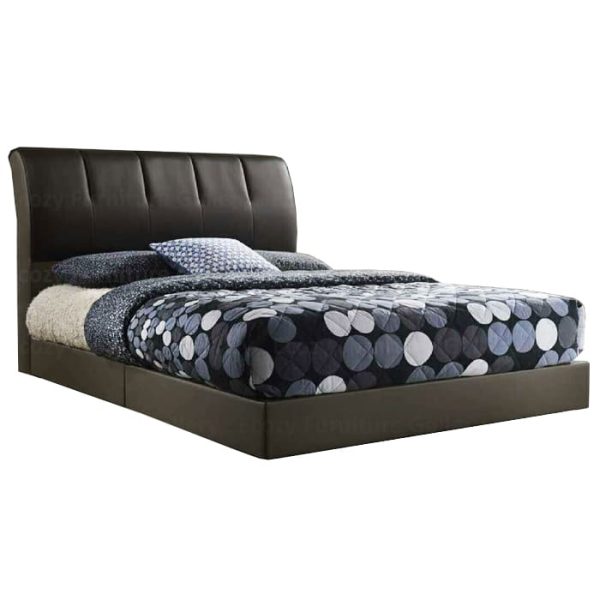 A modern divan bed frame with black and grey color combination, and it is come with the vertically line headboard