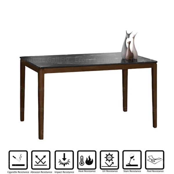 Dining table with solid wooden leg