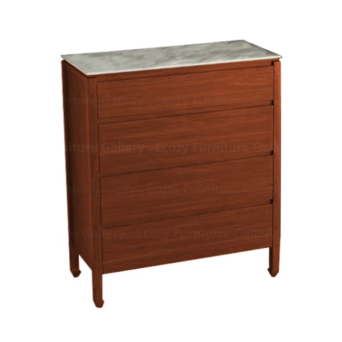 A wooden chest of drawers featuring a sintered stone table top, combining functionality with aesthetic appeal