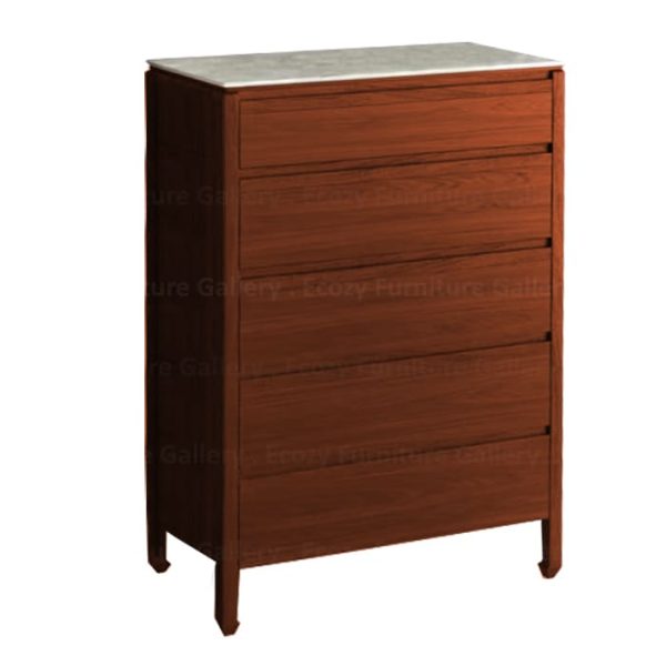 A wooden chest of drawers featuring a sintered stone table top, combining functionality with aesthetic appeal